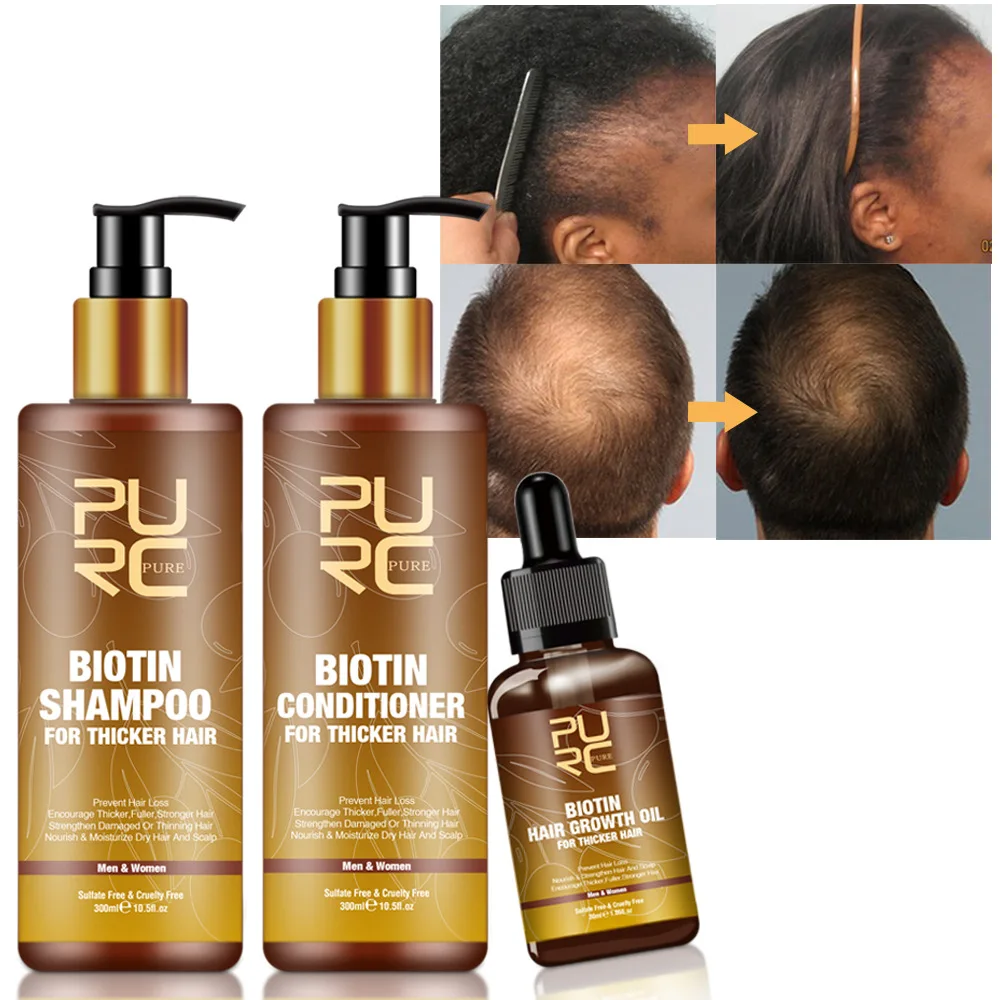 Hair Care Ginger Biotin Three Piece Shampoo Conditioner Repair Dry and Frizzy Essential Oil Set Anti Treatment for Men Women