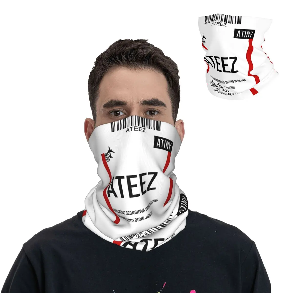 Boarding Pass Bandana Neck Gaiter Motorcycle Club Ateez Face Scarf Cycling Scarf Hiking Unisex Adult All Season