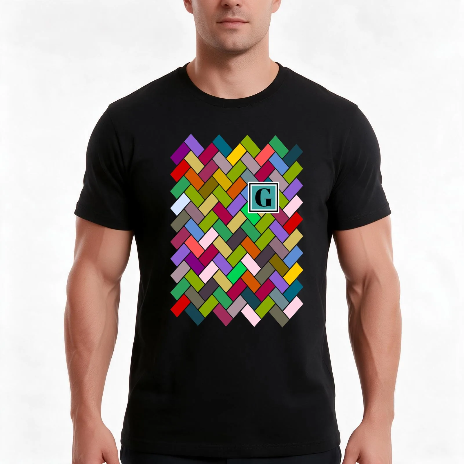 G monogram T-Shirt, Summer Casual Cotton Tee, Oversized Streetwear Tops, Vintage Graphic Print, Loose Fit Short Sleeve