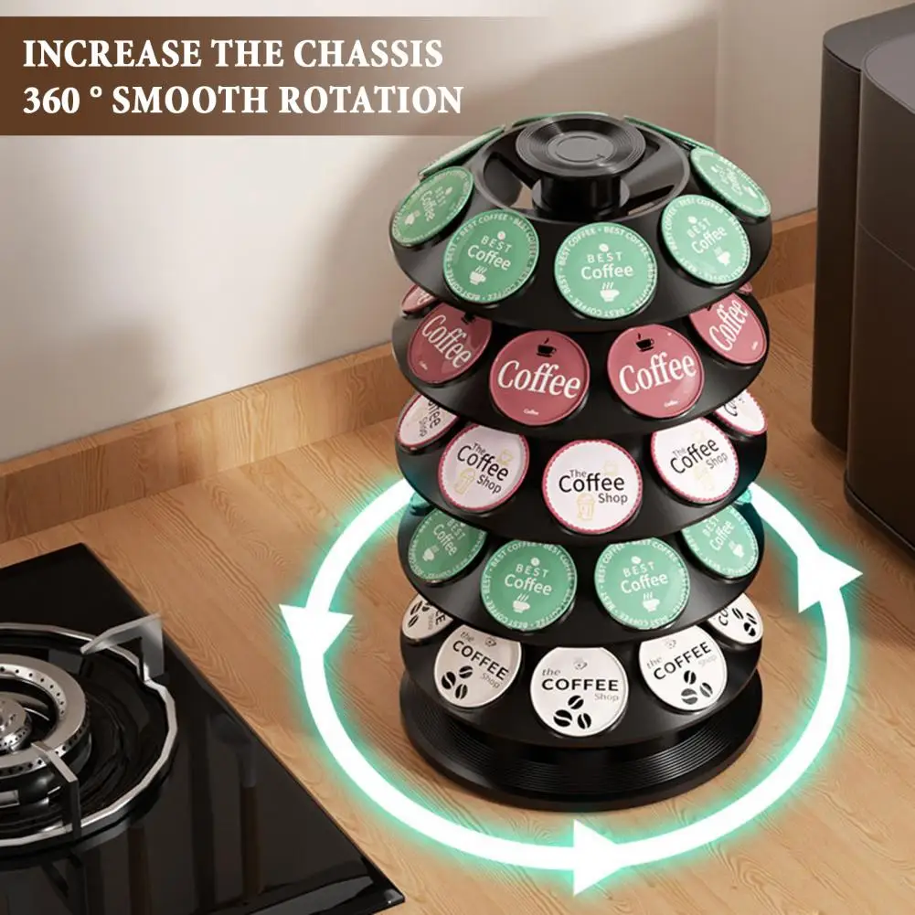 Rotating Coffee Pods Carousel Coffee Pods Holder for K Cups 40-capsule Spinning Organizer Carousel for Kitchen for Nespresso