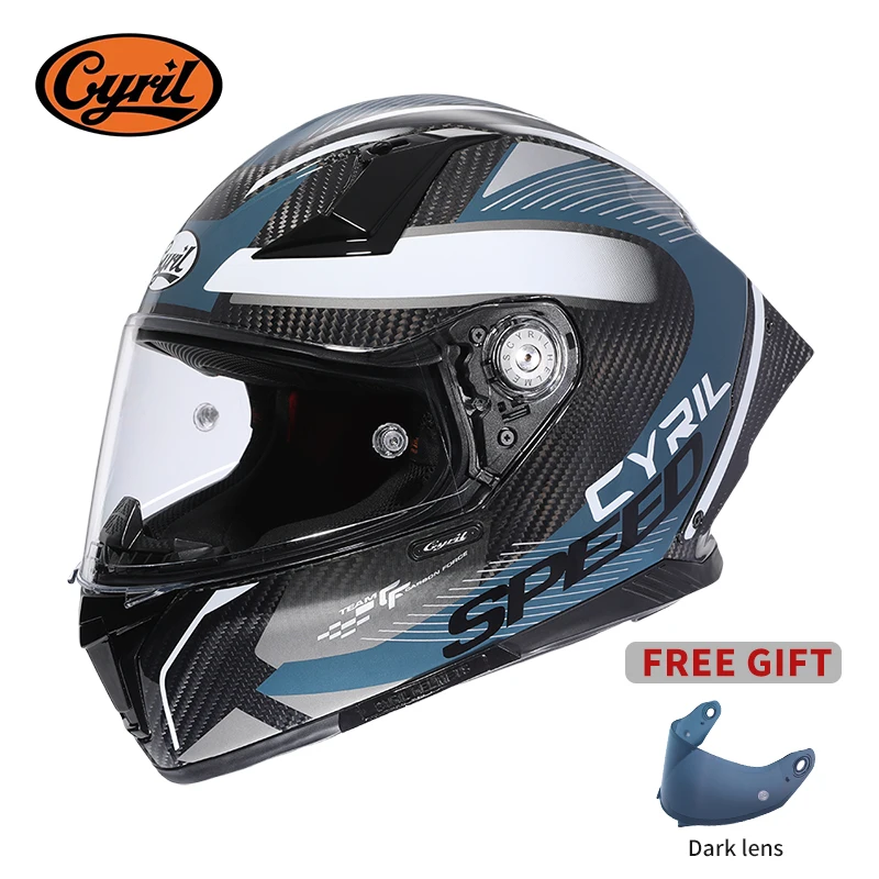 Full Face Motorcycle Helmet, Carbon Fiber Tail Wing Multiple Gear Adjustment, Unisex Helmet DOT ECE Approved