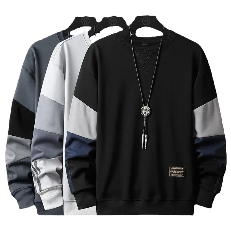 

Мужские худи и свитшоты с длинным рукавом, в стиле пэчворк, с круглым вырезом, свободного кроя, повседневные, весенние, спортивные, базовые модели 2026