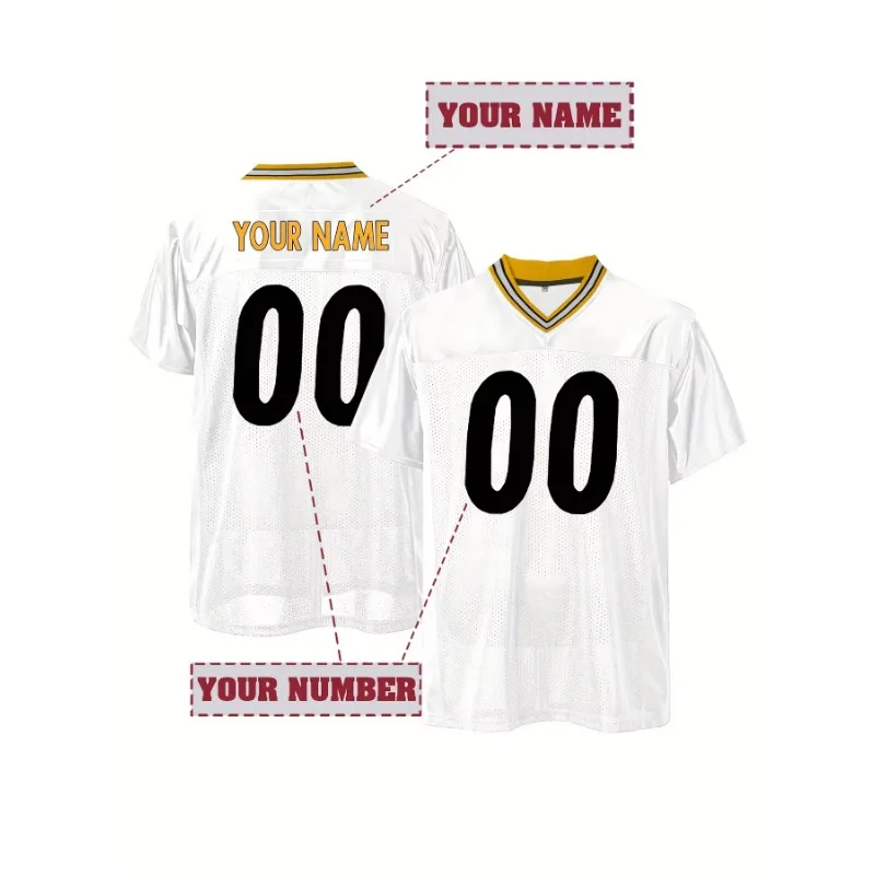 

Customized Men's Football Jersey with V-Neck and Short Sleeves Retro Mesh- Perfect for Team Training and Casual Wear Pittsburgh