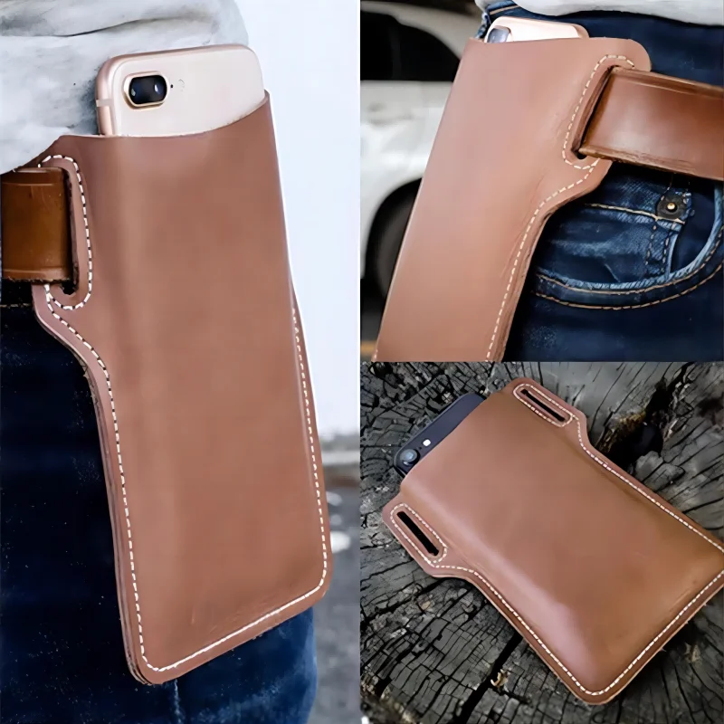 

Universal Leather Case Waist Vintage Leather Waist Bag Cellphone Loop Holster Mens Belt Bag Phone Pouch Wallet Phone Case