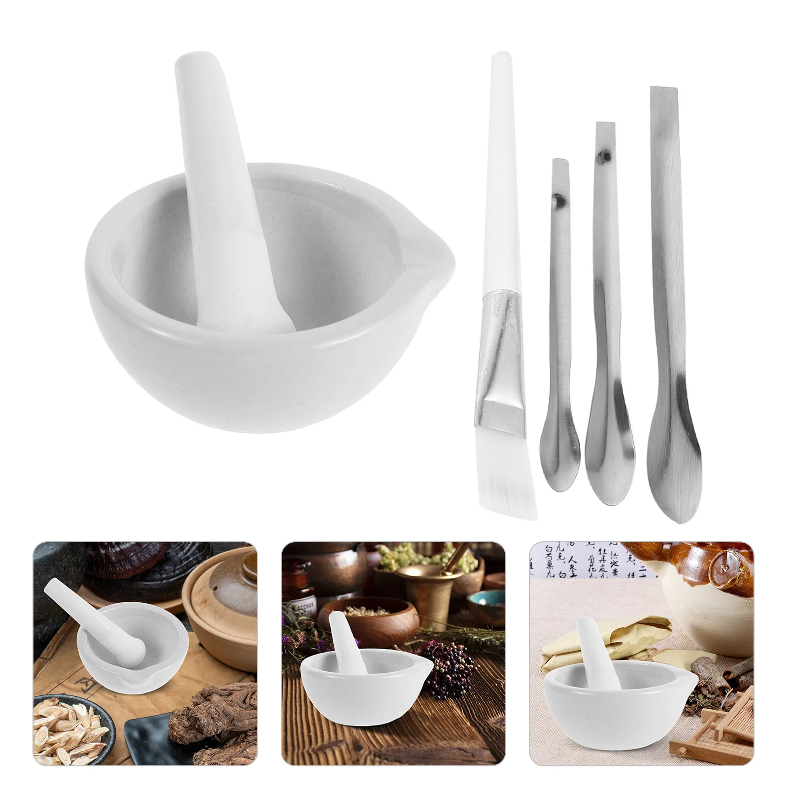 

1 set Ceramic Mortar Pestle Set Small For Spice Grinding Garlic Crushing Medicine Mixer Kitchen Pharmacy Powder Grinder Lab Use