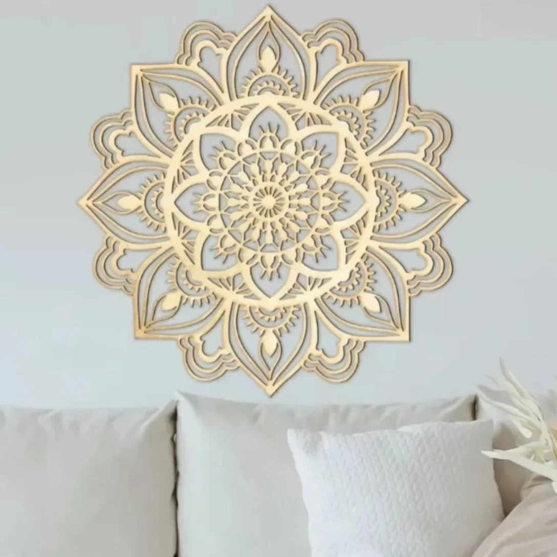 1pc Intricate Mandala Wooden Wall Art, Boho Spiritual Decor for Living Room & Yoga Space