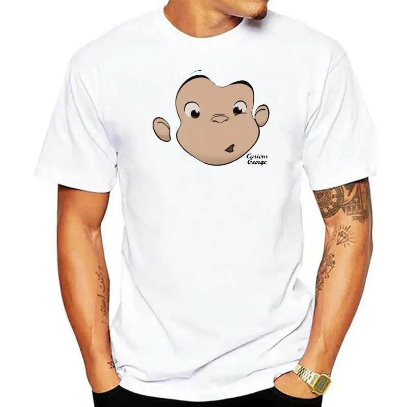 Curious George Big Face Picture Licensed Tee Shirt Adult S-3XL Cotton Tee Shirt Cotton Short Sleeve