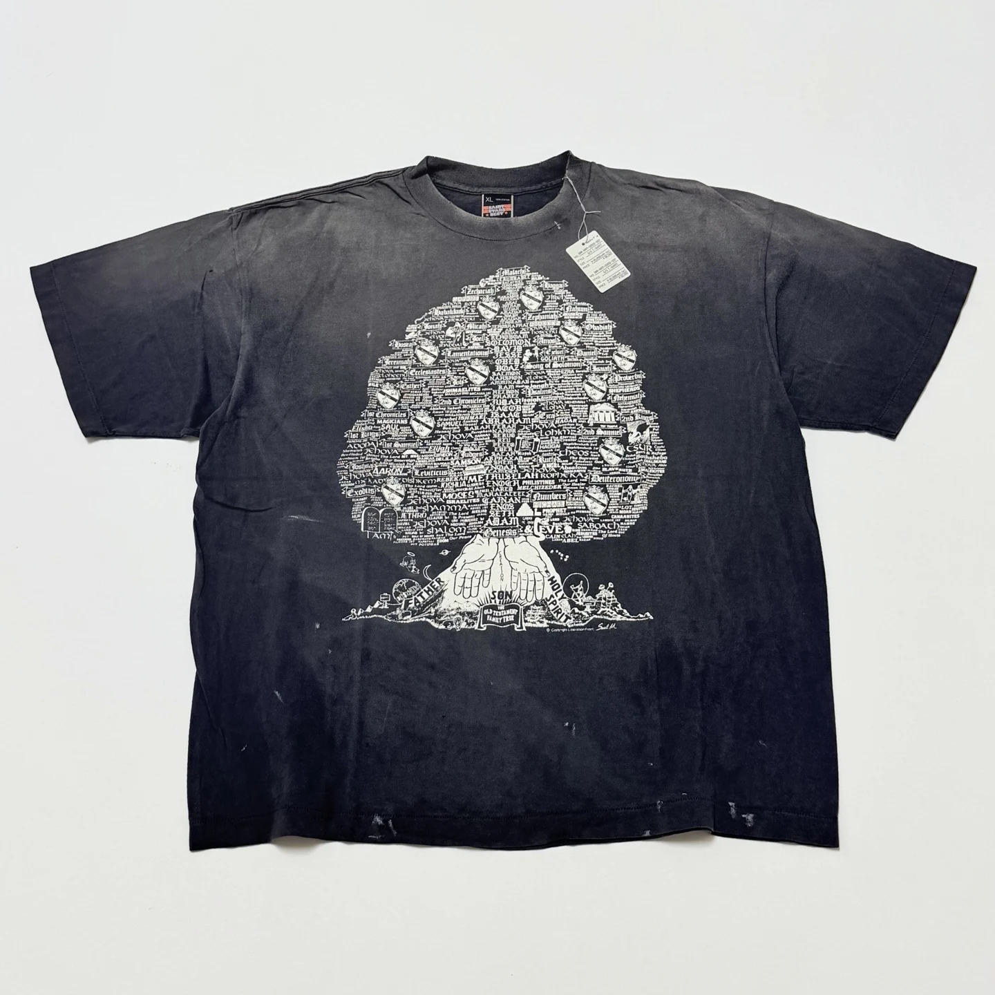 SAINT Washed Graffiti on the Tree of Life T Shirt Men Women Best Quality Oversize Tee Tops T-Shirt