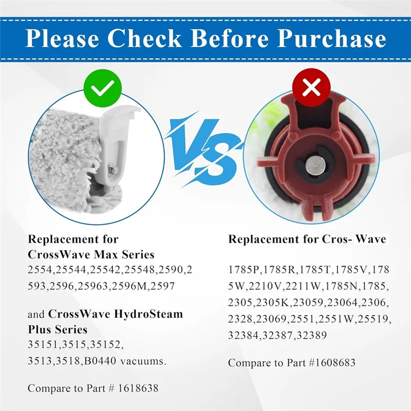 Cepillo y filtros de repuesto estable para piezas de aspiradora Bissell Crosswave Max y Crosswave 2554 2590, reemplaza 1618641 y 1608684