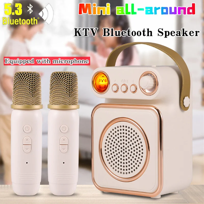 Drahtloser Bluetooth-Lautsprecher mit Mikrofon Retro Outdoor Music Center Karaoke integriertes Audio tragbares Kinder-Soundsystem