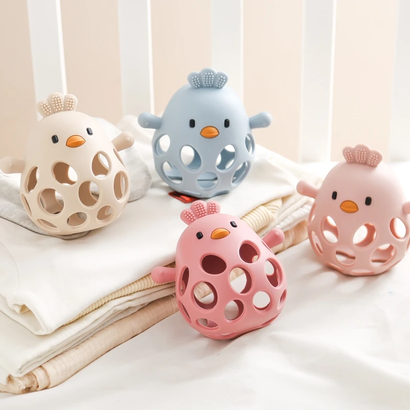 TeWindsor-Jouet creux en silicone pour nouveau-né, sans BPA, jouets de dentition de poussin mignon de dessin animé, accessoires pour bébé, 0 à 12 mois