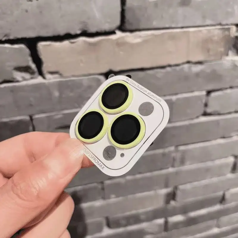 2-3 قطعة حامي عدسة الكاميرا مضيئة آيفون 12 13 14 15 16 برو ماكس حلقة الزجاج آيفون 14 برو ماكس 12 دقيقة غطاء متوهجة #6