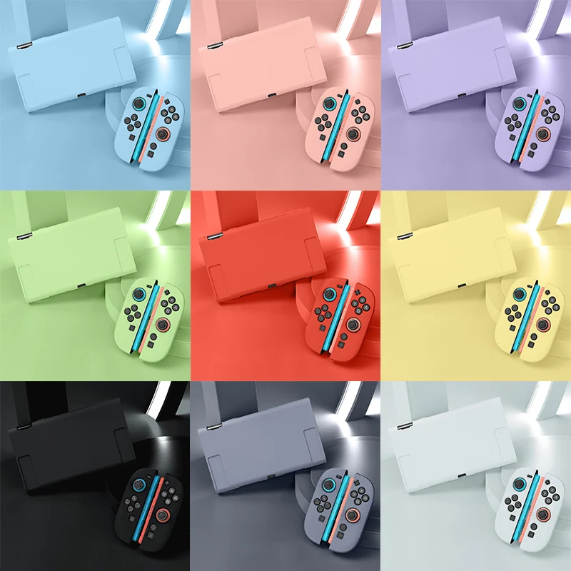 Black White Green Blue Yellow Pink Purple Soft TPU Case Transparent Shell Skin Protective Case Cover for Switch OLED