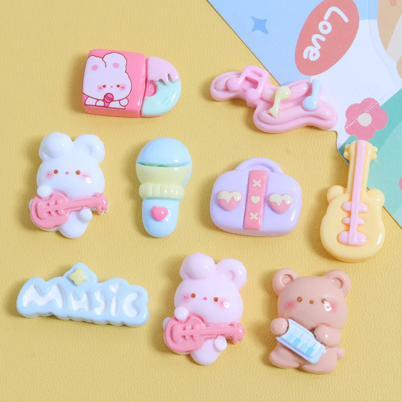 

10Pcs Kawaii Cartoon Colour Rabbit Resin DIY Shoes Hat Icebox Barrette Mobile Phone Case Scrapbook Flat Back Patch