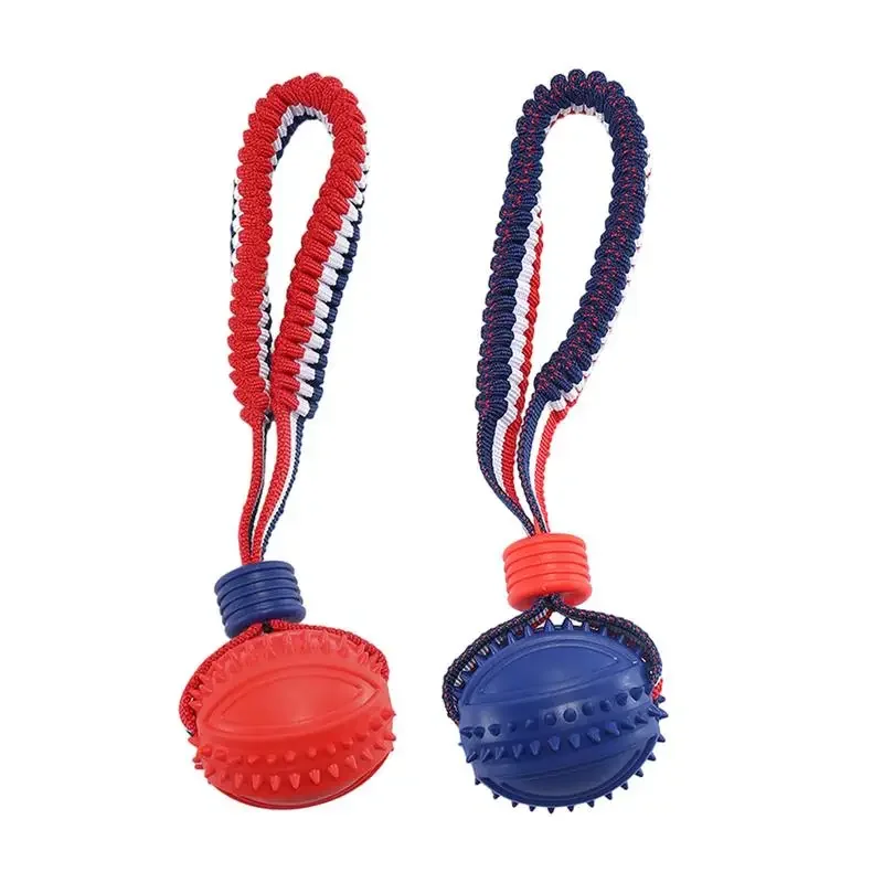 Dog Ball Toy with Rope Interactive Teether with Rope Dog Ball Pet Supplies Chewing Ball Training for Living Room Lake Beach