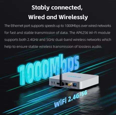 FiiO SR11 Streameing Music Receiver Support AirPlay Roon Ready 2.4G-5G daul band WiFi Hi-Res Audio PCM768 DSD256 Remote Control