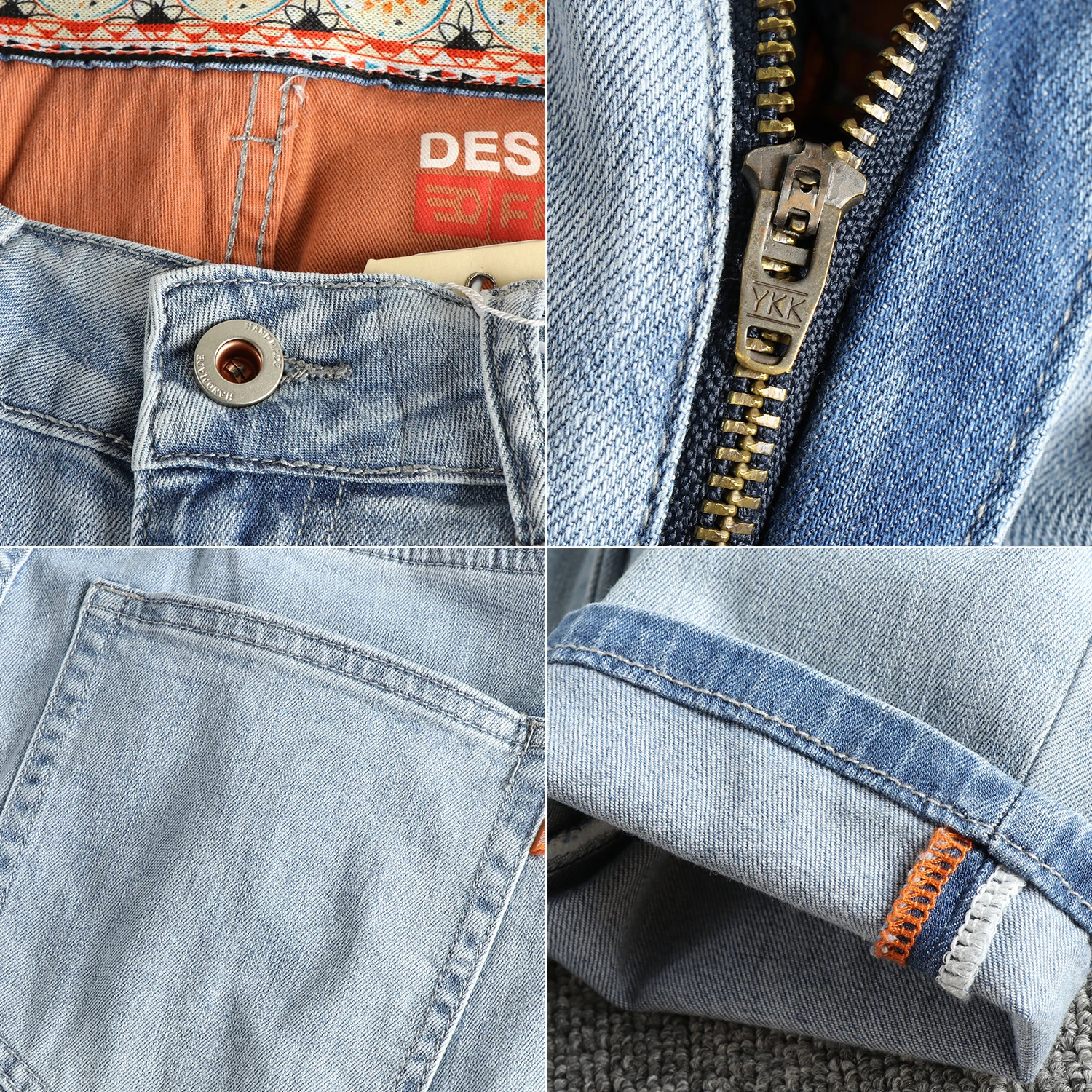 بنطال جينز ريترو واش باهت باللون الأزرق الفاتح للرجال ذو أقدام نحيفة أمريكية عصرية متعددة الاستخدامات للشباب من تسع نقاط #6