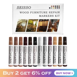 12Pcs Furniture Touch Up Kit Markers & Filler Sticks Wood Scratches Restore Kit Scratch Patch Paint Pen Wood Composite Repair