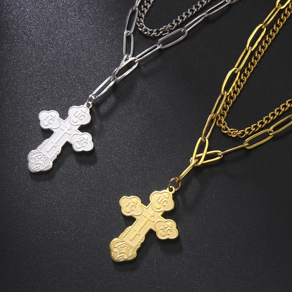 Dawapara östliche orthodoxe serbische Kreuz Anhänger Halskette Edelstahl Schmuck Talisman Charm Halsketten – Detail 21