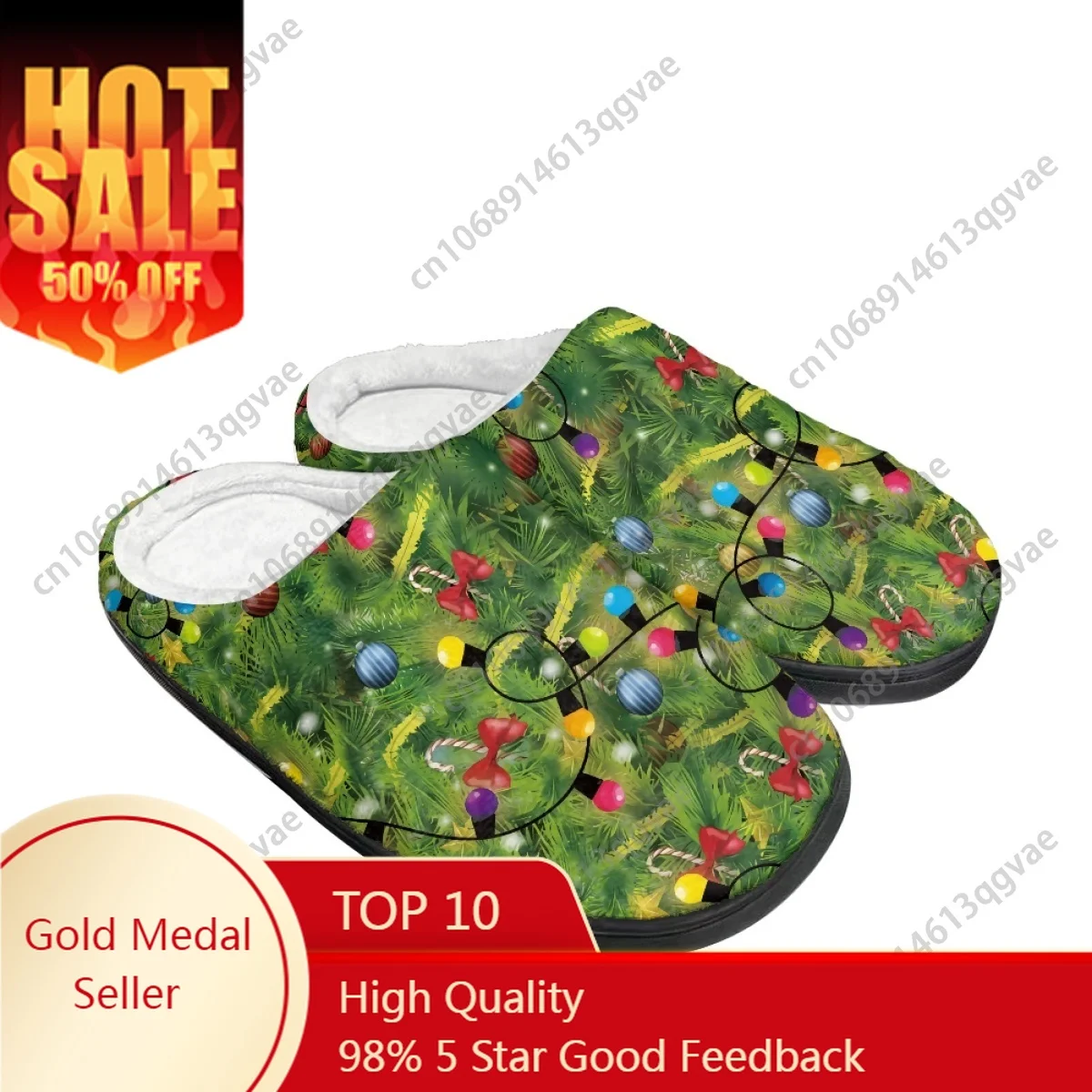 

New Arrival Winter Christmas Lights Pictures Home Cotton Slippers Mens Womens Teenager Plush Bedroom Keep Warm Custom Slipper