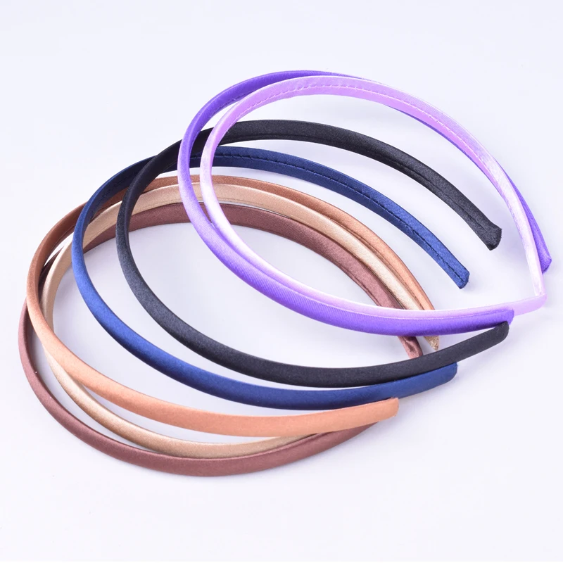 60pcs/lot DIY Satin Covered Headbands Solid Fabric Covered Resin Hair Band Plastic Hairbands Girls Hair Headband for Women
