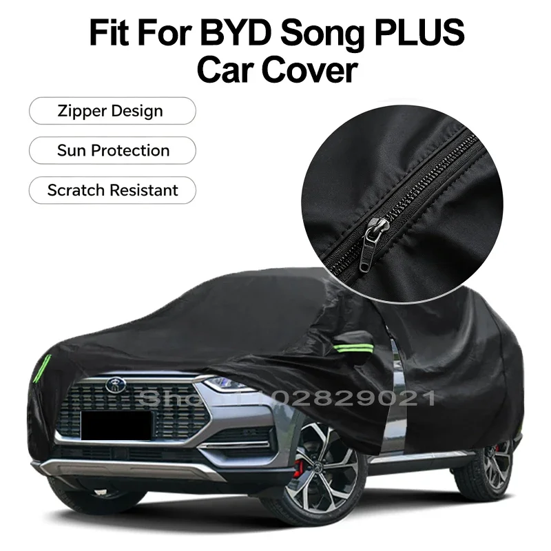 Zipper Door Waterproof Car Cover For BYD Song PLUS Windproof Dustproof UV Protection All Weather Auto Protector