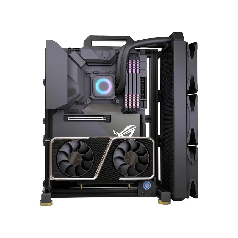 Open Rack Gamer Cabinet ATX MATX ITX Motherboard Gaming Computer Chassis All Aluminum Fan Water Cooler Cooling Desktop Case DIY