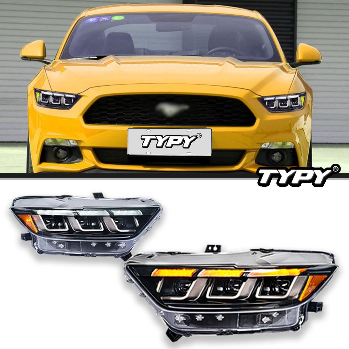 

Автомобильные фары TYPY для Ford Mustang, передняя фара 2015-2017 светодиодный, проектор, передняя фара, дневная подсветка, аксессуары для автомобиля