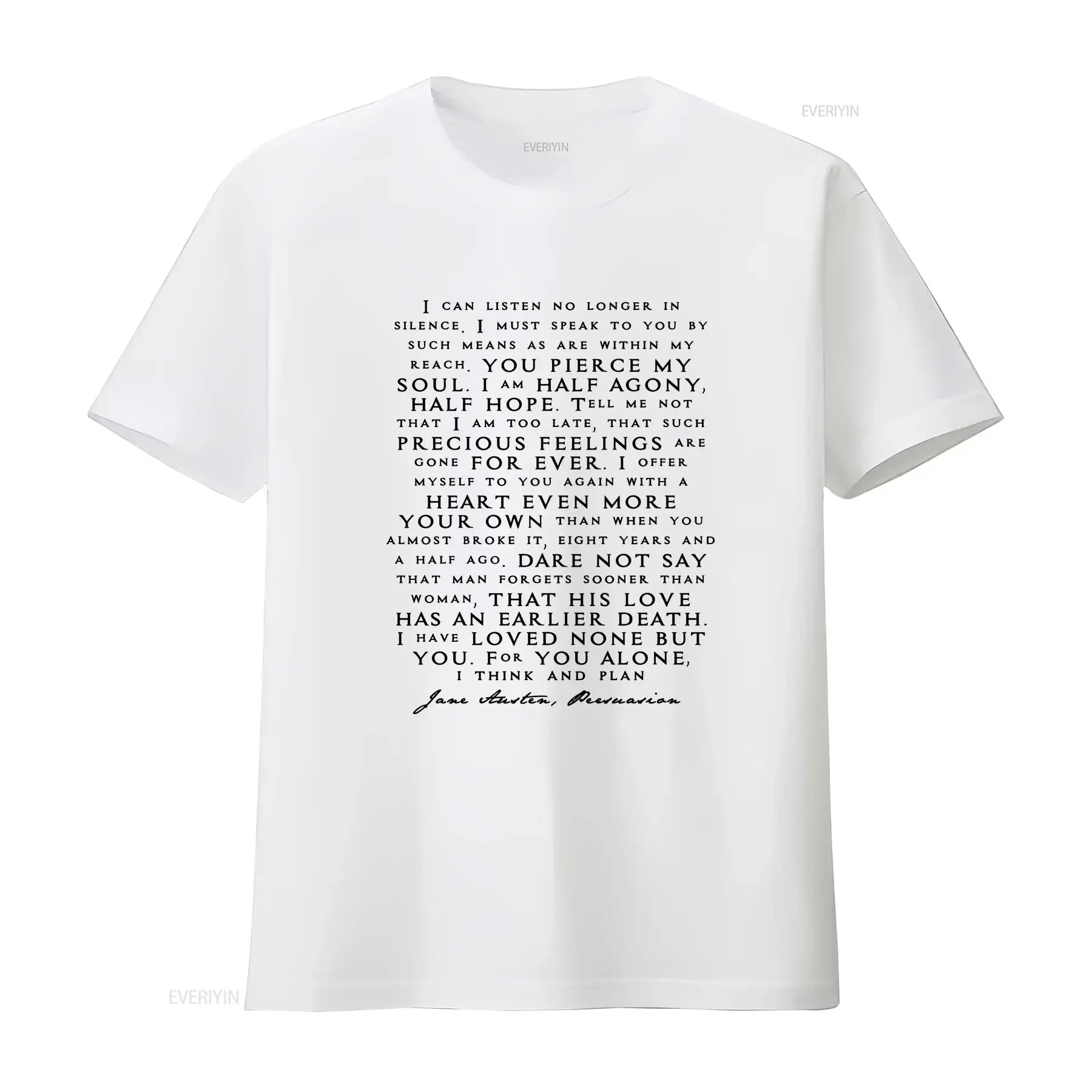 T-shirt « Lettre d'amour » du capitaine Wentworth, citation de Persuasion de Jane Austen, pour les amoureuses des livres, style littéraire, vintage, délavé