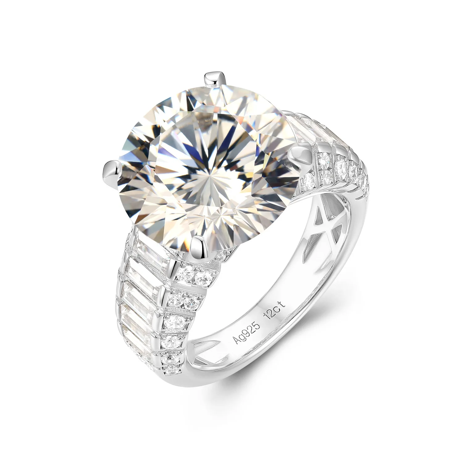 

Gorgeous 13ct Round Artificial Diamond Engagement Ring 925 Sterling Silver Wedding Band Fine Jewelry for Women's Proposal Gifts
