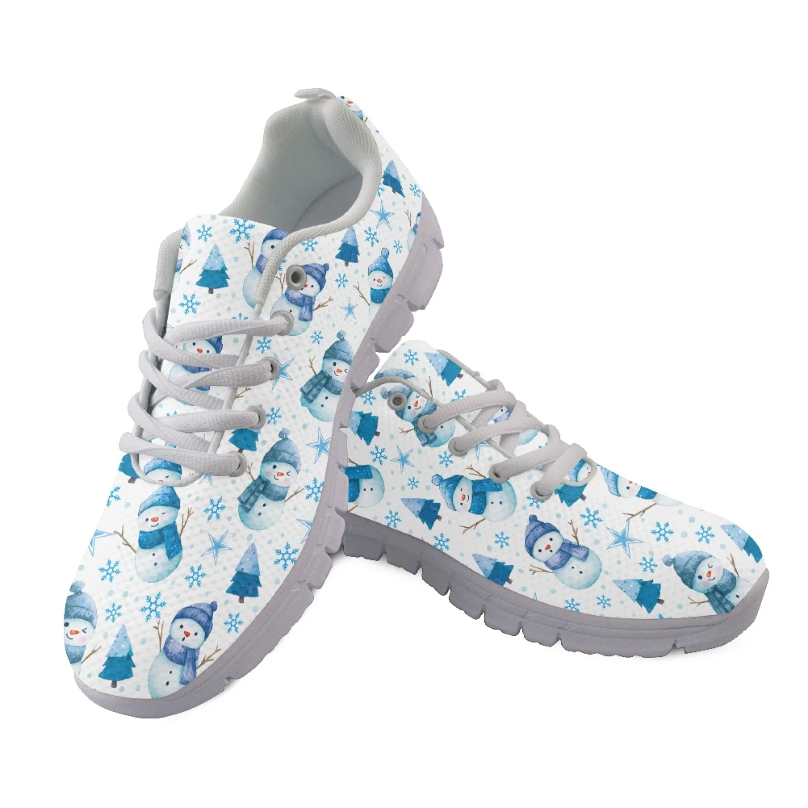 Coloranimal Christmas Fitness Walking Shoes Featuring Snowman Pattern, Mesh and EVA Sole Anti Slip Sneakers for Outdoor Camping