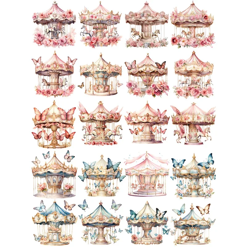 20Pcs/Pack Carousel Sticker DIY Craft Scrapbooking Album Junk Journal Decorative Stickers