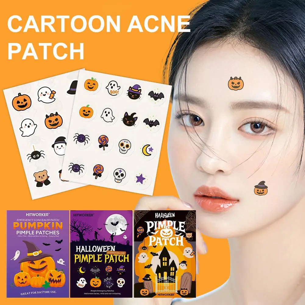 ฮาโลวีนซีรีส์แผ่นแปะสิวระบายอากาศได้ดีกันน้ำฟักทองผีออกแบบสิวแพทช์ปาร์ตี้แต่งหน้าอุปกรณ์เสริมคอนซีลเลอร์แพทช์