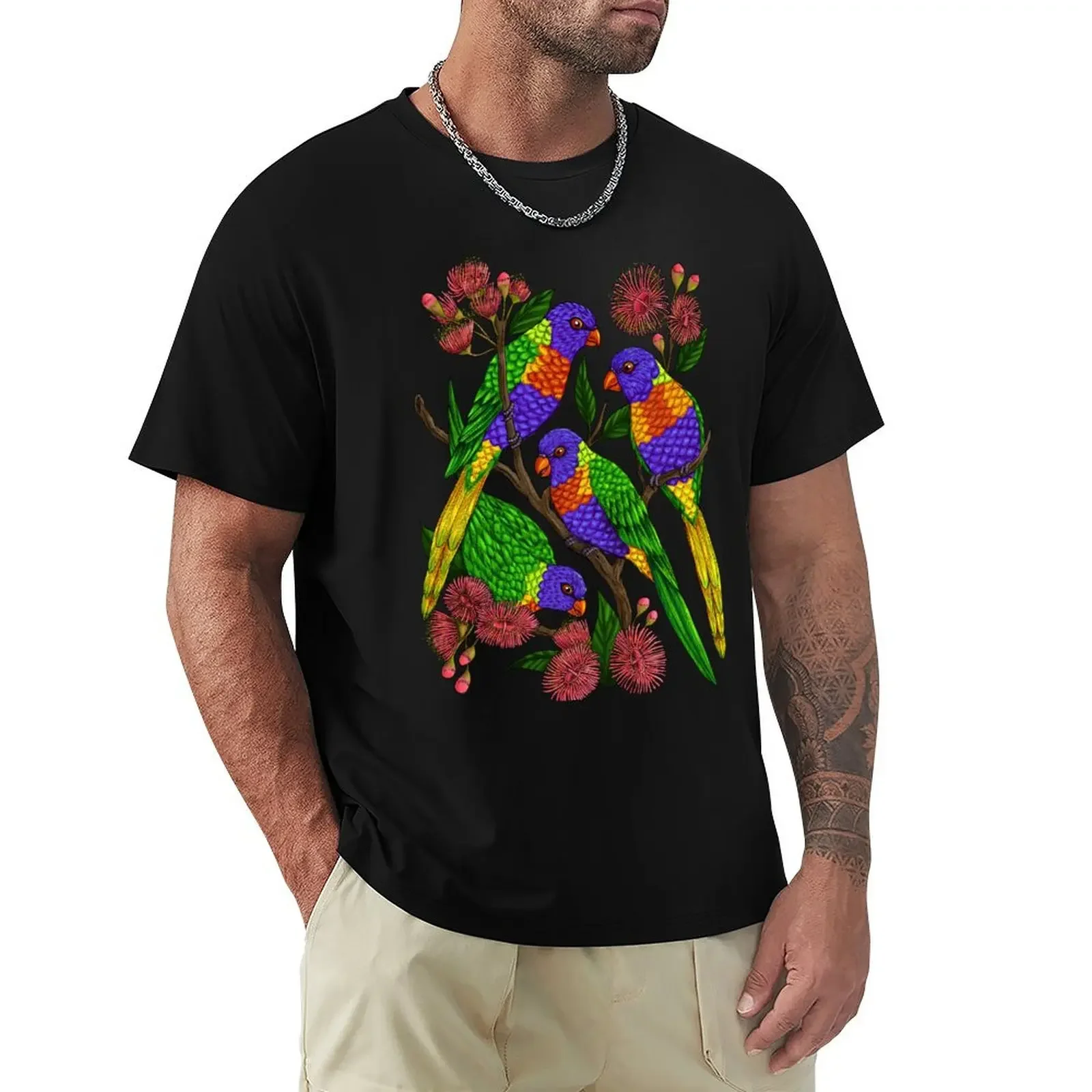 Rainbow Lorikeets T-shirt Short sleeve tee summer clothes customs design your own t shirt for men