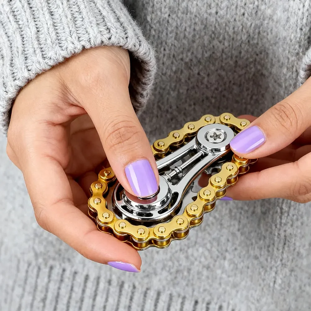 جديد أسنان العجلة دولاب الموازنة الإصبع الدوران تململ سبينر ضد الإجهاد القلق المعادن الدراجة سلاسل EDC سبينر ألعاب متململة للكبار #5