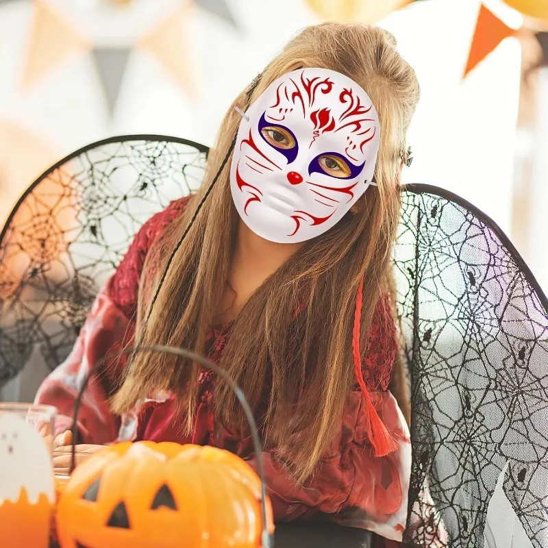 10/12pcs Chinese Peking Opera Mask DIY Full Face Mask | Hand Painted Mask for Halloween Favors | Blank Paper Pulp Craft Party