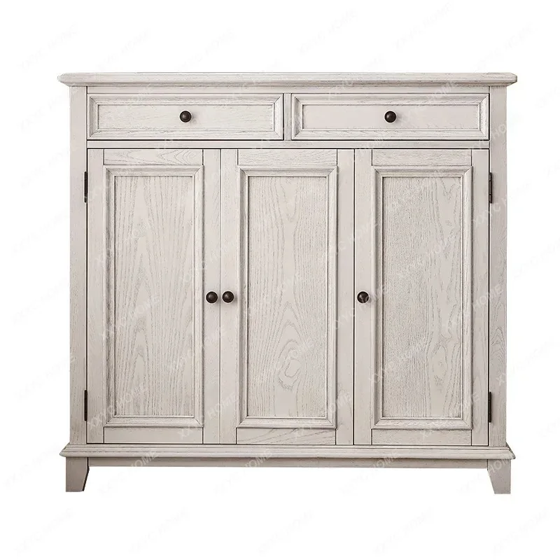 XX shoe cabinet solid wood white entrance hall cabinet ash wood multiple storage cabinet