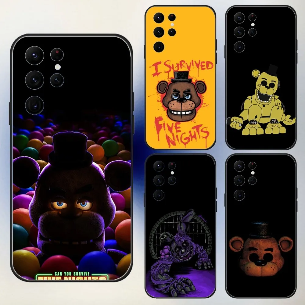 F-Five N-Nights at Fred-dys Phone Case For Samsung S24,23,22,30,21,10,9,Ultra,Plus,Lite,FE,5G Black Soft Case