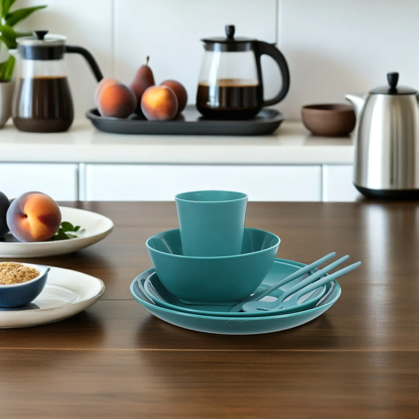 

1Set Reusable Utensils Kitchen Plates Bowls Set Modern Design Holiday Appetizer Dishes Set of Cutlery Dinnerware Utensils