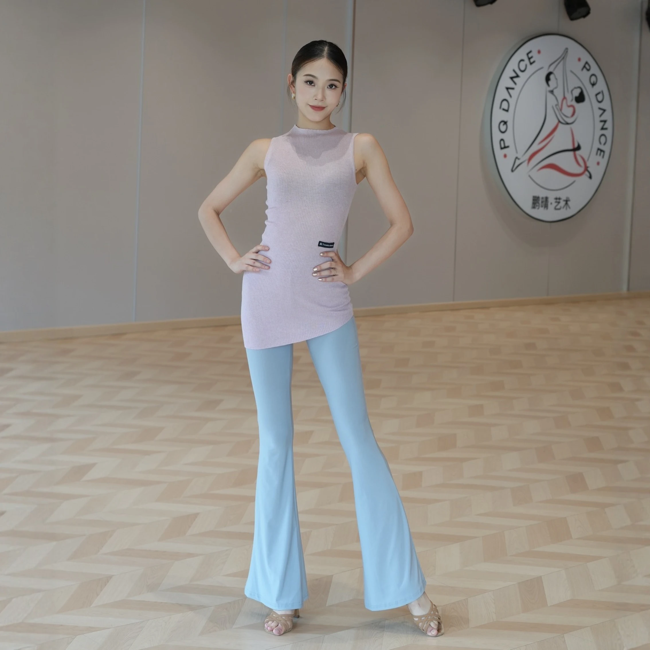 Ballroom Dance Clothes Women Rumba Latin Dance Practice Tops Trousers Sleeveless Training Wear Adult Latin Dance Costume NV24664
