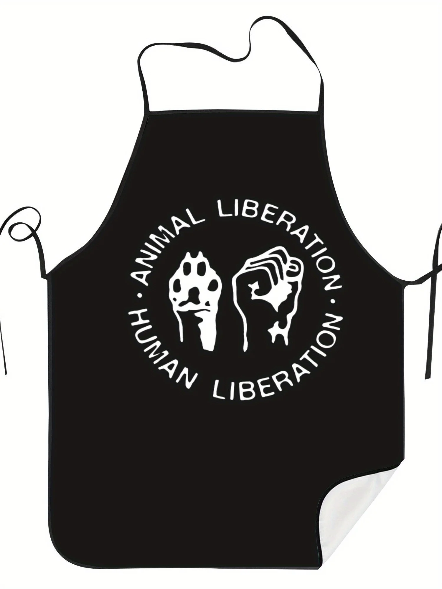 Animal Rights Paw Print Apron, Black Cotton Cooking Bib, Minimalist Statement Kitchen Wear, Gift for Vegan Activist