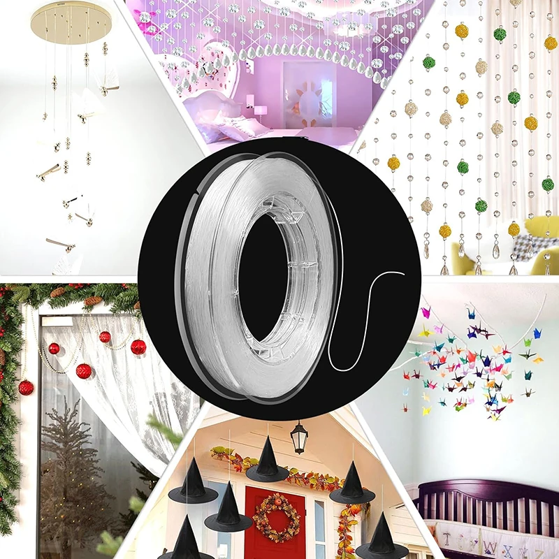 200m Clear Nylon Invisible Thread String 0.25mm Beading Thread with 2 Bead Needles Clear Beading Thread for Hanging Decorations