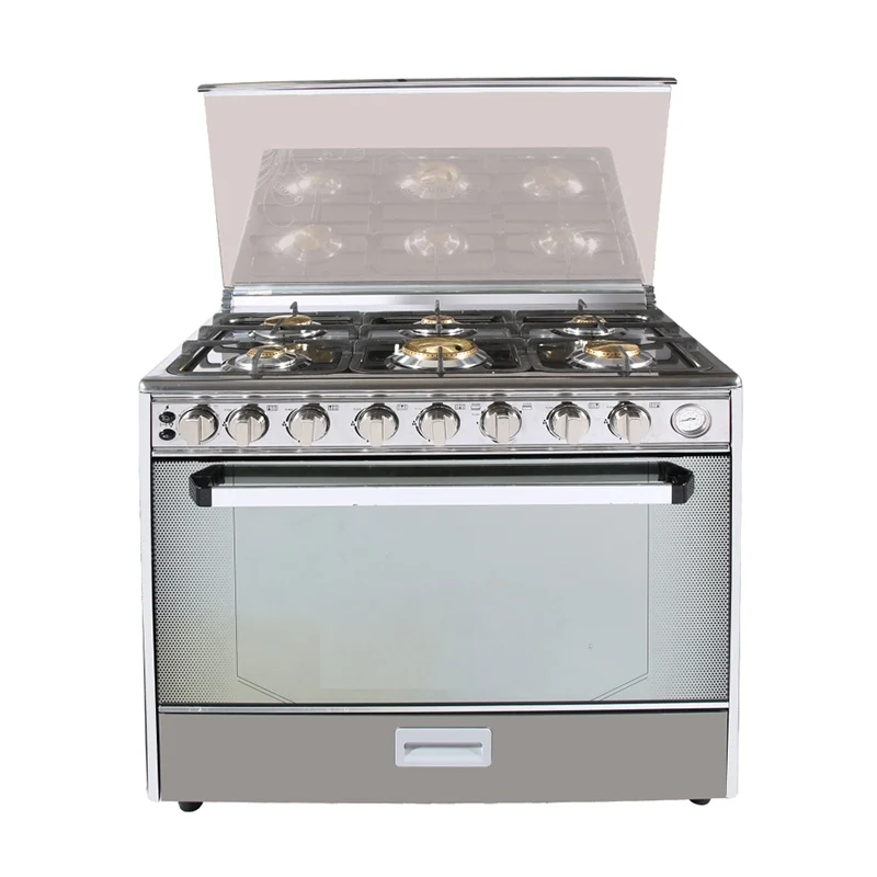 New Style 220V 6 Burner 30 Inch Stainless Steel Gas Stove Electronic Ignition Gas Cooker 4 Burner and 2 Electric Plate With Oven