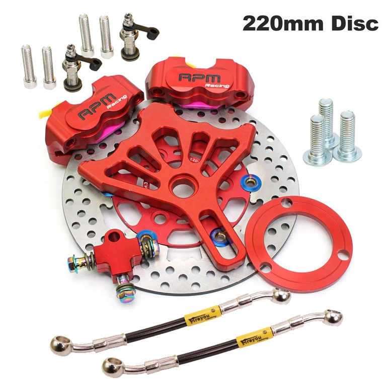 Motorcycle Scooter Double Rear Brake Caliper Disc Brake Pump Adapter Bracket Brake Disc For Honda Yamaha Kawasaki Pit Dirt Bike