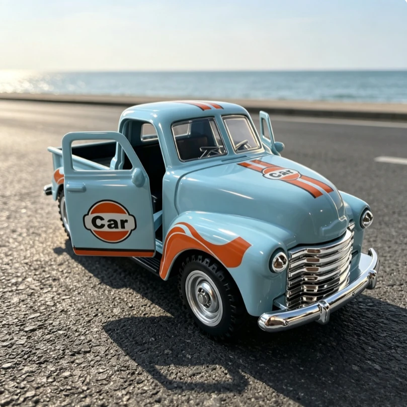 Cross-border alloy car pickup simulation old toy inertia pull back car model ornament gift