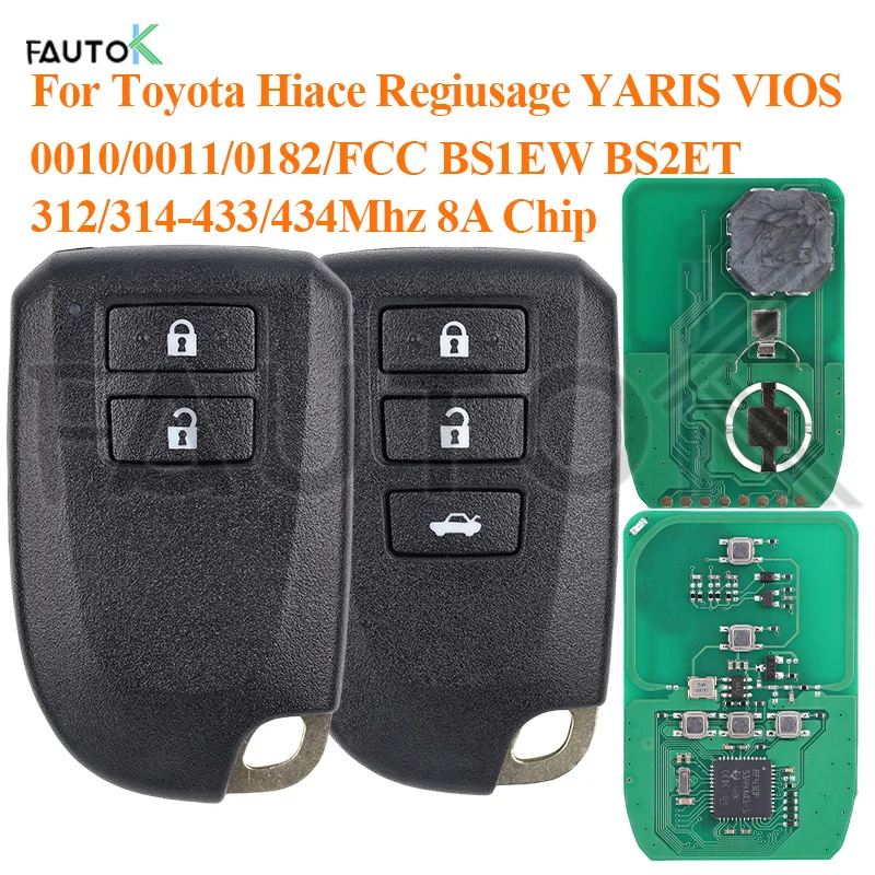 Keyless กุญแจรถ 2/3 ปุ่มสําหรับ Toyota VIOS YARIS L YARIS 0010/0011/0182 รุ่น 312/314/433/434 MHz 8A ชิป P4 39 FCC BS1EW BS2ET