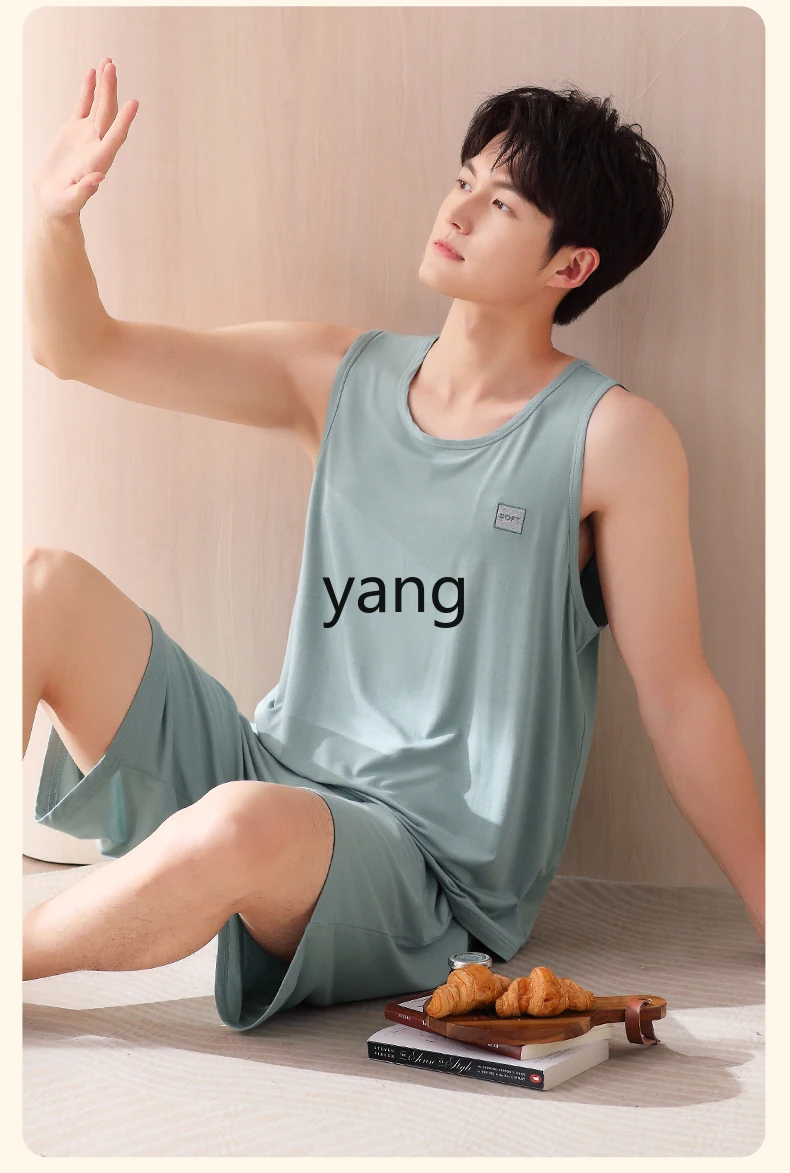 LMM pajamas men's summer modal vest sleeveless shorts ice silk cool loungewear set
