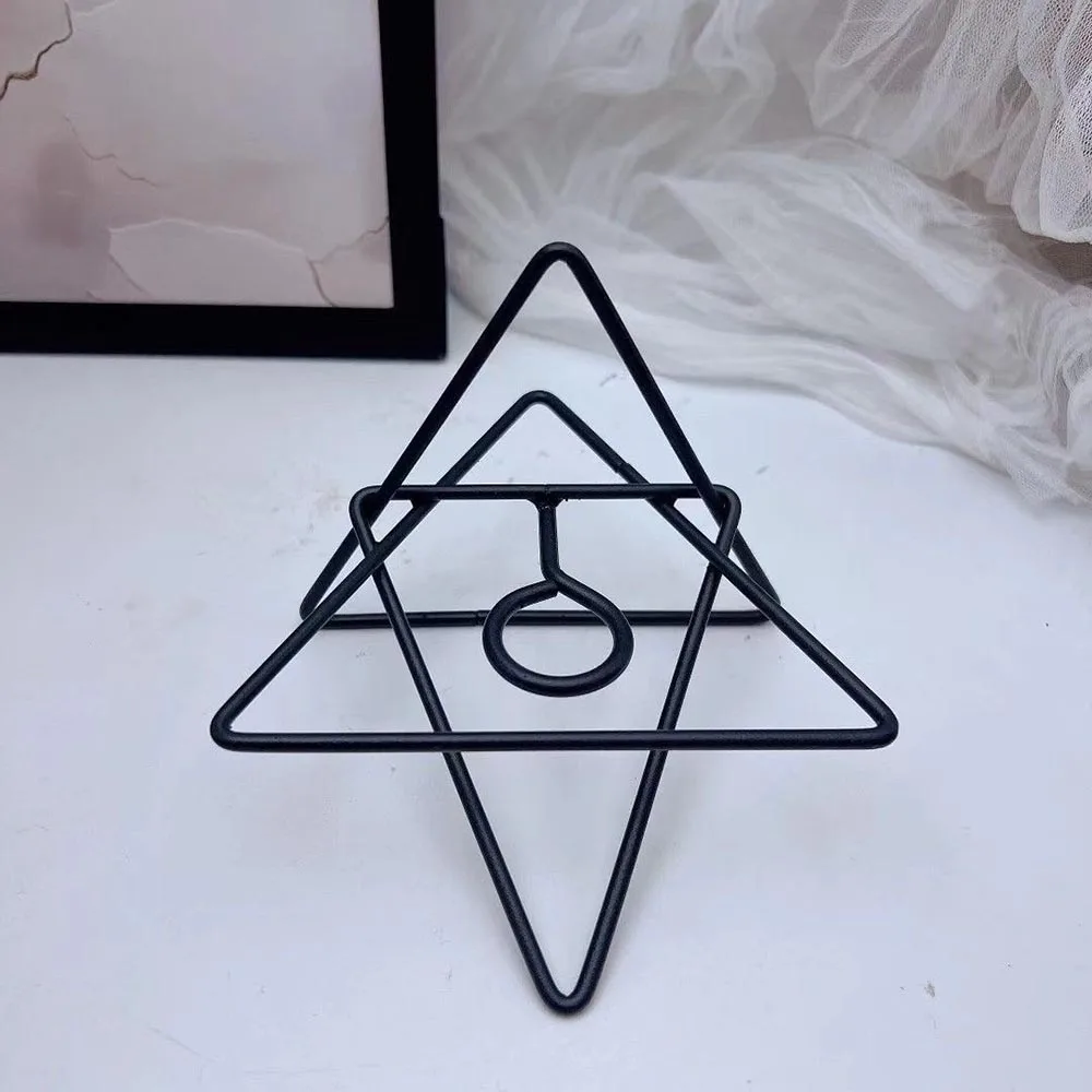 Geometric Triangle Metal Crystal Ball Stand Alchemical Star Display Base Sphere Holder Mineral Specimen Healing Stone Home Decor