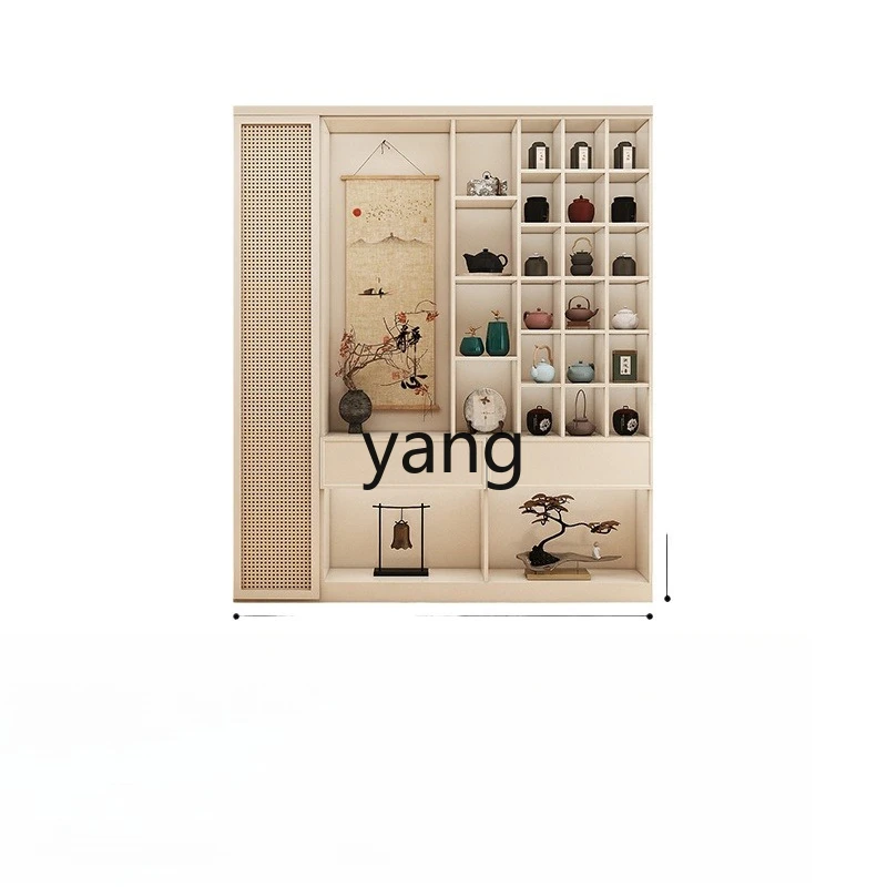 

CX solid wood Chinese modern simple French rattan tea room display cabinet
