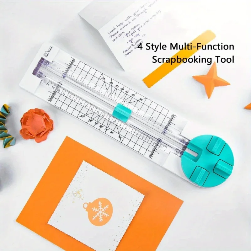 1 Stück Multifunktions-Papierschneider Rillmaschine 360-Grad-Rotationspapierschneider 4 IN 1 zum Handschneiden von Kartenkunstwerkzeugen